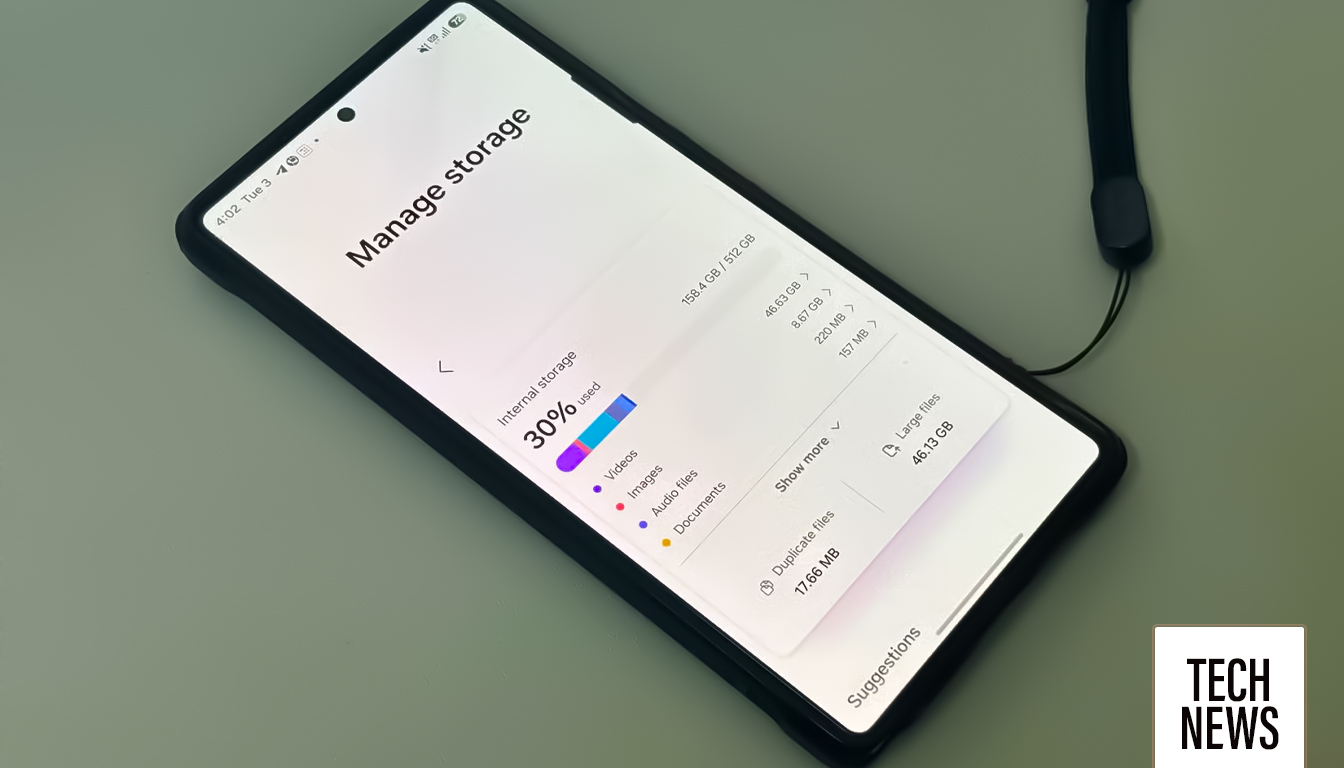 Android phone storage management showing cache and system files filling automatically